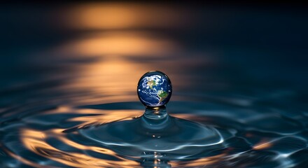 Our Precious Planet: A Water Drop Reflecting Earth's Beauty and Fragility