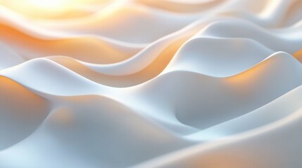 Fototapeta premium Abstract White and Cream Waves Soft, Flowing 3D Texture Background