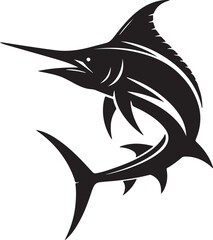 Blue Marlin Black Silhouette Vector, Ocean Fish Clipart & Sport Fishing Design