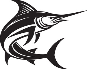 Blue Marlin Black Silhouette Vector, Ocean Fish Clipart & Sport Fishing Design
