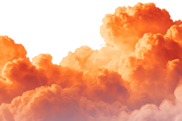 Fluffy Orange Clouds on Transparent White Background