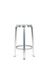 Modern industrial design single silver metal stool isolated on white background – Isolated on White Background | High Resolution