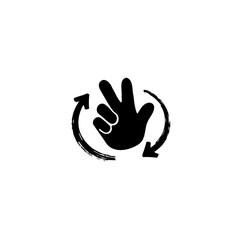 Hand gesture with circular arrows symbolizing rotation and continuous movement