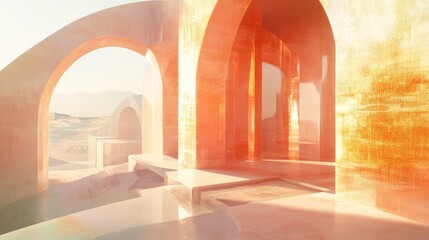 Fototapeta premium Warm Orange Desert Architecture at Sunrise