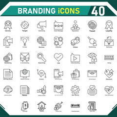 Branding icon collection, with editable stroke. Branding thin line icon set. Vector illustration.