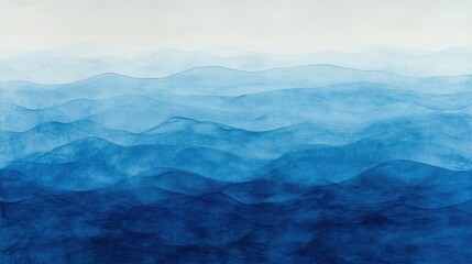 Fototapeta premium Blue watercolor ocean waves abstract background texture for design, art, website, and print projects featuring smooth gradients and calming colors.