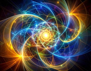 Naklejka premium 虹色のデジタルフラクタルな背景