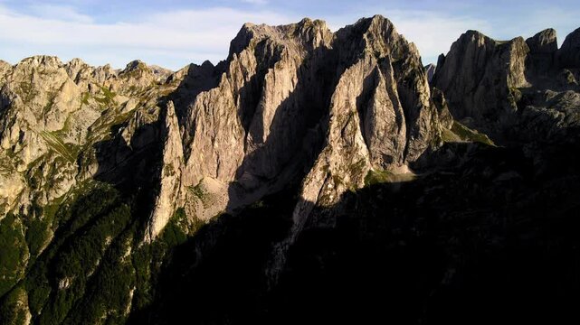 Aerial Downward Tranquil View Of Rock Formations In National Park Under Cloudy Sky - Plav, Montenegro