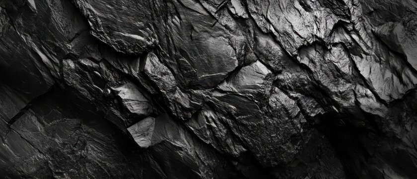 Black textured rock surface background for design, natural stone pattern, abstract geology, dark mineral wallpaper, rugged stone detail for creative projects.