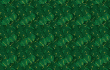 Fototapeta premium Seamless botanical pattern featuring stylized green leaves. Suitable for textile prints, wallpaper, backgrounds, surface design, and tropical or nature-themed projects.