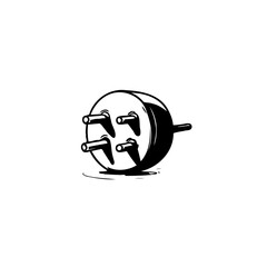 Stylized illustration of an electrical plug with a unique four-pronged design
