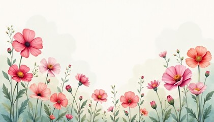 Subtle watercolor-style wildflowers, soft pastel shades, background, seamless, floral design