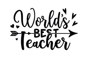 Fototapeta premium Appreciating educators, 'World's Best Teacher' is decorated with hearts and arrow elements, expressing gratitude