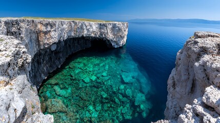 Cliffs Overlooking Turquoise Water and Sea