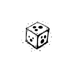 Hand-drawn die illustration showcases a creative sketch style on white backdrop