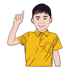 Boy Pointing Upwards