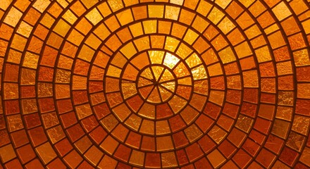 Orange glass mosaic radial pattern