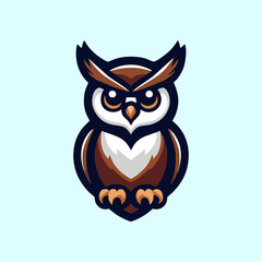 Fototapeta premium Cute Owl Mascot Character Animal Mascot Vector Illustration Funny Owl Head Creative Mascot Owl Logo Kids Animal Cartoon Flying Owl Graphic Character Design for Print Merchandise Emblem Avatar