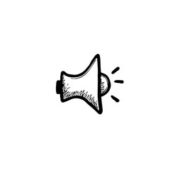 Hand-Drawn Megaphone Icon Depicting Announcement Communication and Promotion