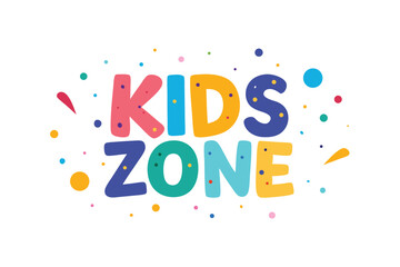 Fototapeta premium Cheerful vibrant Kids Zone lettering surrounded by colorful dots creates a playful atmosphere