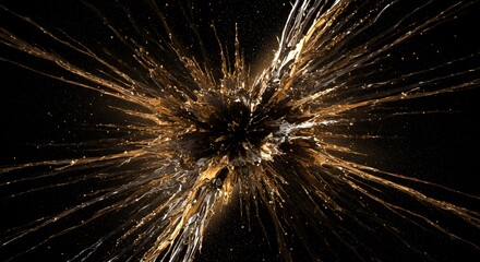 Obraz premium Gold paint explosion on black background