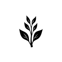 Minimalist botanical illustration featuring symmetrical leaf arrangements in solid black