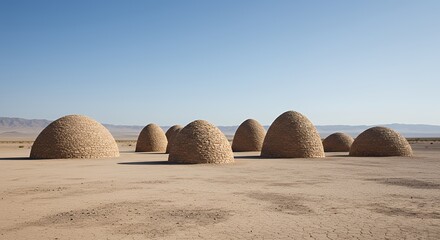 Stone domes in desert landscape