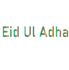 Eid Ul Adha Word in design and White Colour Background in design 