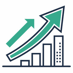 Create a vector illustration of a bold, upward-pointing arrow icon with a thick stroke, suitable for use as a growth or success symbol.