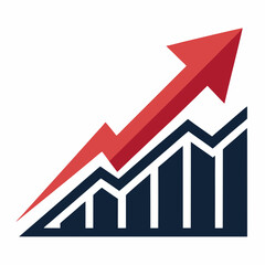 Create a vector graphic of a bold, upward-pointing arrow icon with a thick stroke, suitable for use as a business growth symbol.