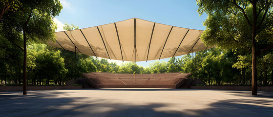 Beige Shade Structure In Park