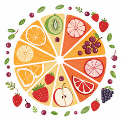 Create a vector illustration of a bold, sliced citrus fruit circle, emphasizing thick, impactful strokes.  Show juicy segments and a realistic texture.