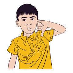 Disapproval Dislike Boy With Thumb Down