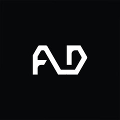 Professional elegant latest artistic letter AD DA logo icon black and white color