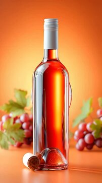 Elegant red wine bottle without a logo, paired with a swirling wine glass . Slow cinematic rotation, light flares, and no visible branding. Ideal for wine-themed reels, fine dining visuals, and ambien