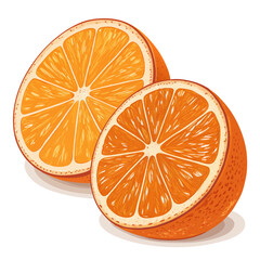 Create a bold vector illustration of a juicy orange sliced open, revealing its segments.  Focus on a thick, impactful stroke style.
