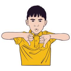 Dissatisfied Disagree Boy Showing Thumbs Down
