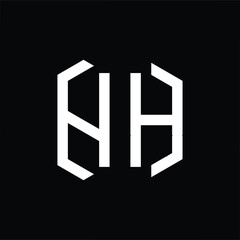Professional elegant latest artistic letter HA AH logo icon black and white color