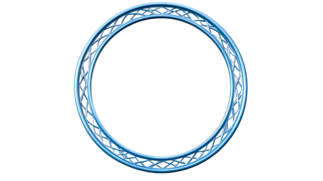 Round Blue Metal Structure with Diamond Pattern Frame, cut out transparent