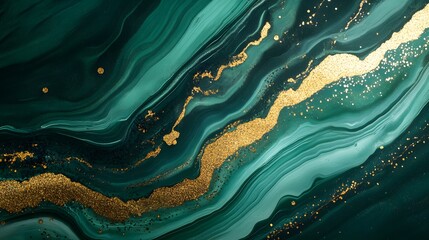 Smooth linear green blend with halo-like golden sparkles and glints