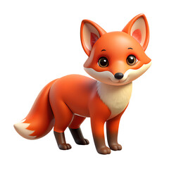 3D Red Fox Icon – Cute Forest Animal Side Profile