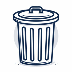 Create a bold, vector illustration of a trash can icon with a prominent 