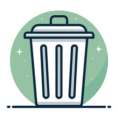Create a vector illustration of a bold-stroked trash can icon, suitable for interface design.  Include variations with lid open and closed.