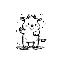 Cheerful whimsical cow illustration with playful design for children's content