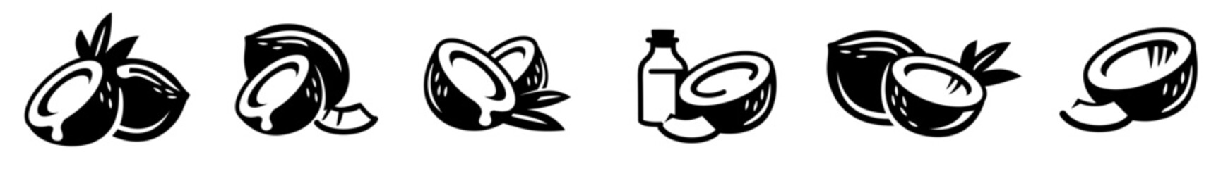coconut icon set. vector editable