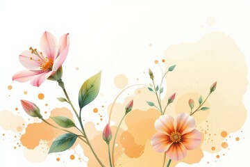 create a watercolor clipart illustration of a delicate flower on the left side of the image, with a white background and side lighting