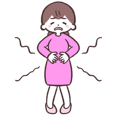 お腹が痛い女性のイラスト
