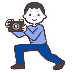 カメラを構える男性のイラスト