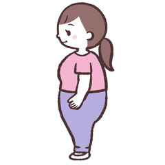 太った女性の横向きイラスト