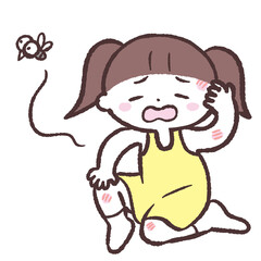 Obraz premium 虫に刺される女の子のイラスト